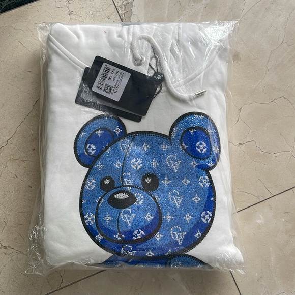 Avenue George V Paris jogging suit White Tracksuit men’s 2 piece set Rhinestone - Picture 7 of 8